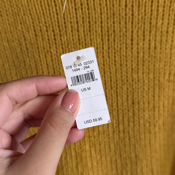 NWT Aerie Chenille Sunset Oversized Turtleneck Sweater in Mustard Yellow size M - Picture 3 of 5